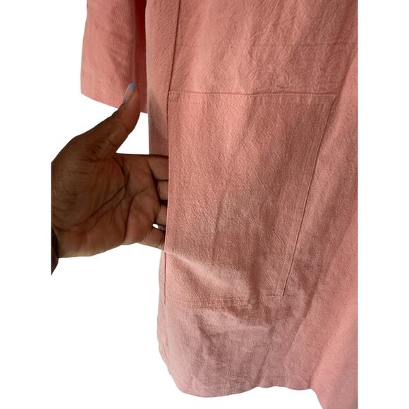 Pomander Place Dress Pink Button Front Girly Pastel Mini Linen Cotton Medium - Picture 5 of 12